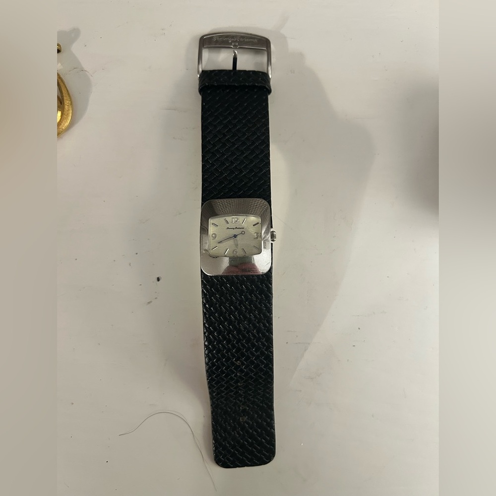 Tommy Bahama Men's Wrist Watch TB2041 Sterling Silver Case Leather Strap
